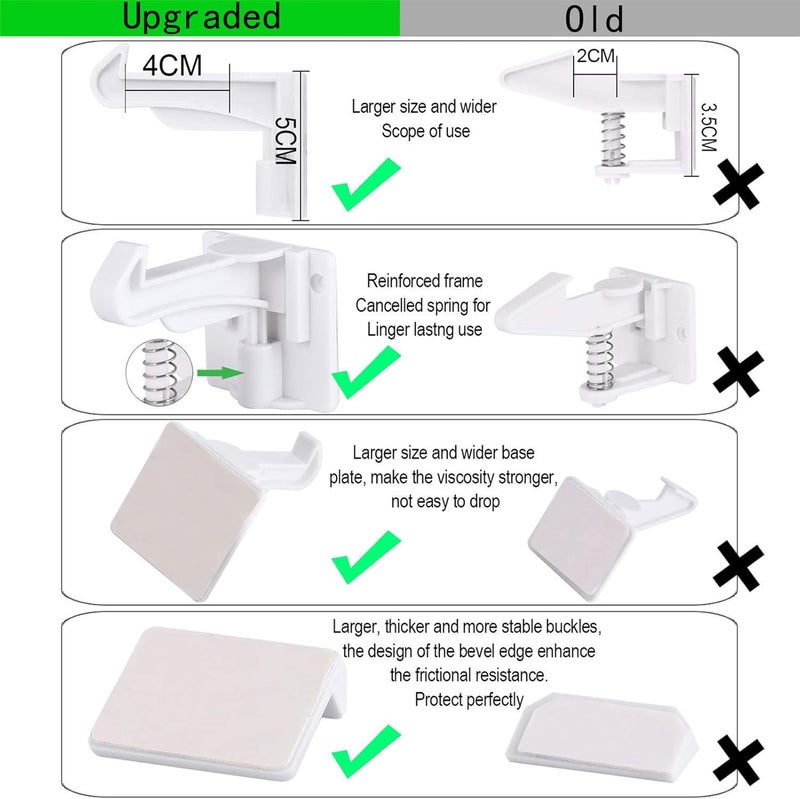 Buumook 6 Pack Upgraded Invisible Baby Proofing Cabinet Latch Locks - No Drilling or Tools Required, Children Proof Cupboard Drawers Latches, Works with Most Cabinets and Drawers - Adhesive Easy Installation - Image 4